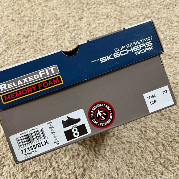 Skechers Men’s Relaxed Fit Cessnock Slip Resistant Work Shoes Black Size 8 (New) - Picture 14 of 16